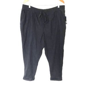 NWT Lucky Brand Black Linen Blend Utility Drawstring Pull-Up Pants Sz XL